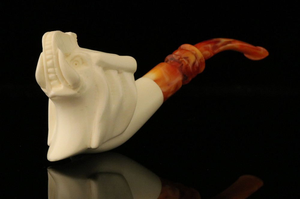 Elephant Block Meerschaum Pipe with fitted case M1440