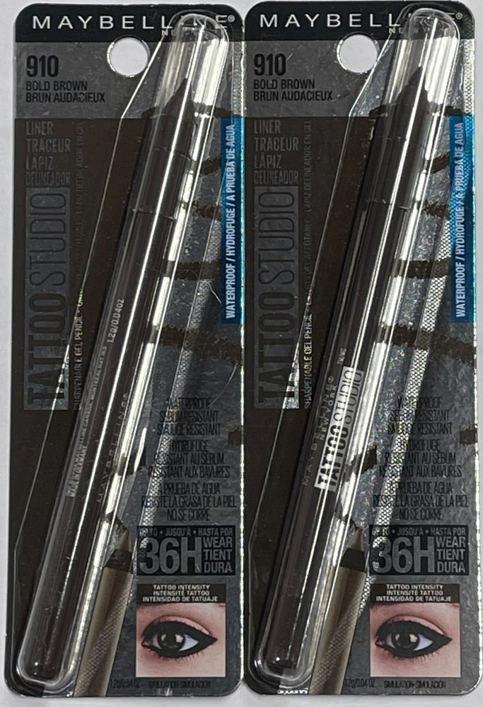 Maybelline Tattoo Studio Gel Pencil Liner, 910 Bold Brown, 2 Pack