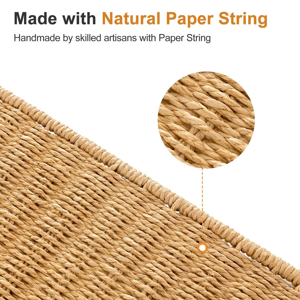 Double Laundry Hamper with Lid, Handwoven Rolling Laundry Basket with Wheels,...