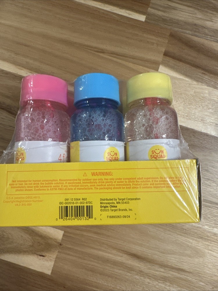 Sun Squad Bubble Solution 4oz 6pk Bubbles Spring Summer Fun