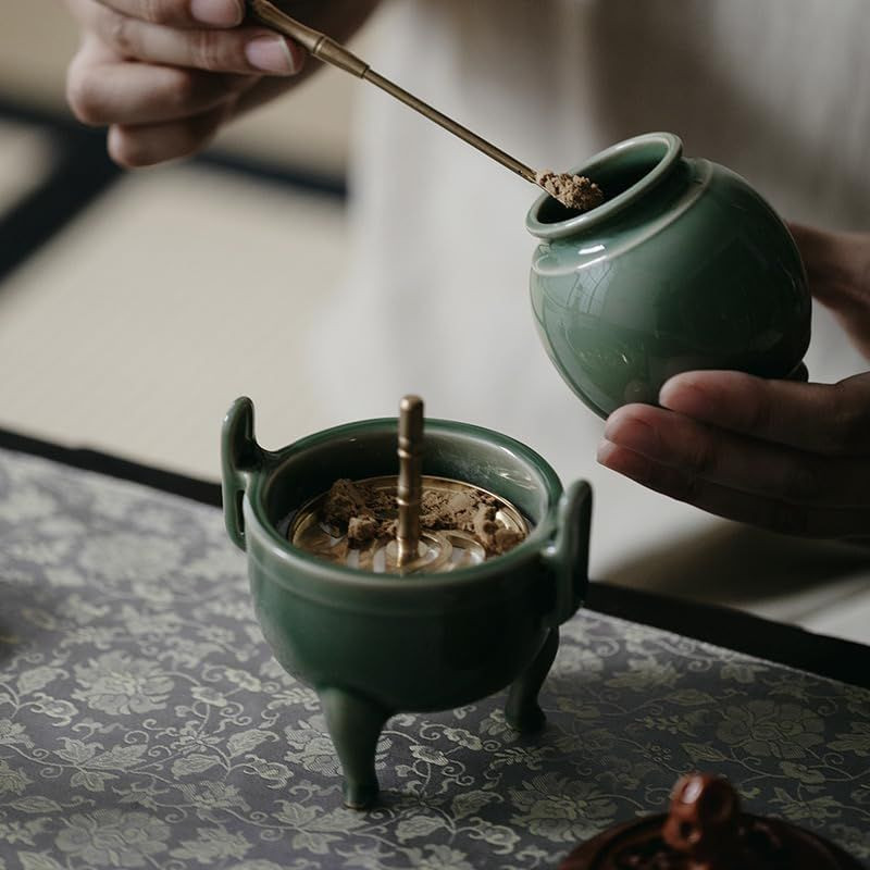 Celadon Incense Powder Burner Kit - Making Seal With 12pcs Emerald Green