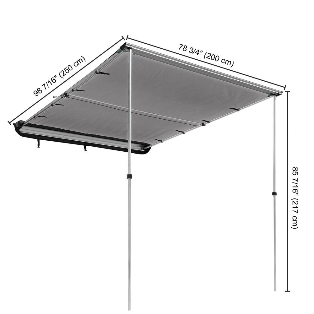 Car Side Awning with LED Light Pull Out Tent Shelter Camping Beige/Grey