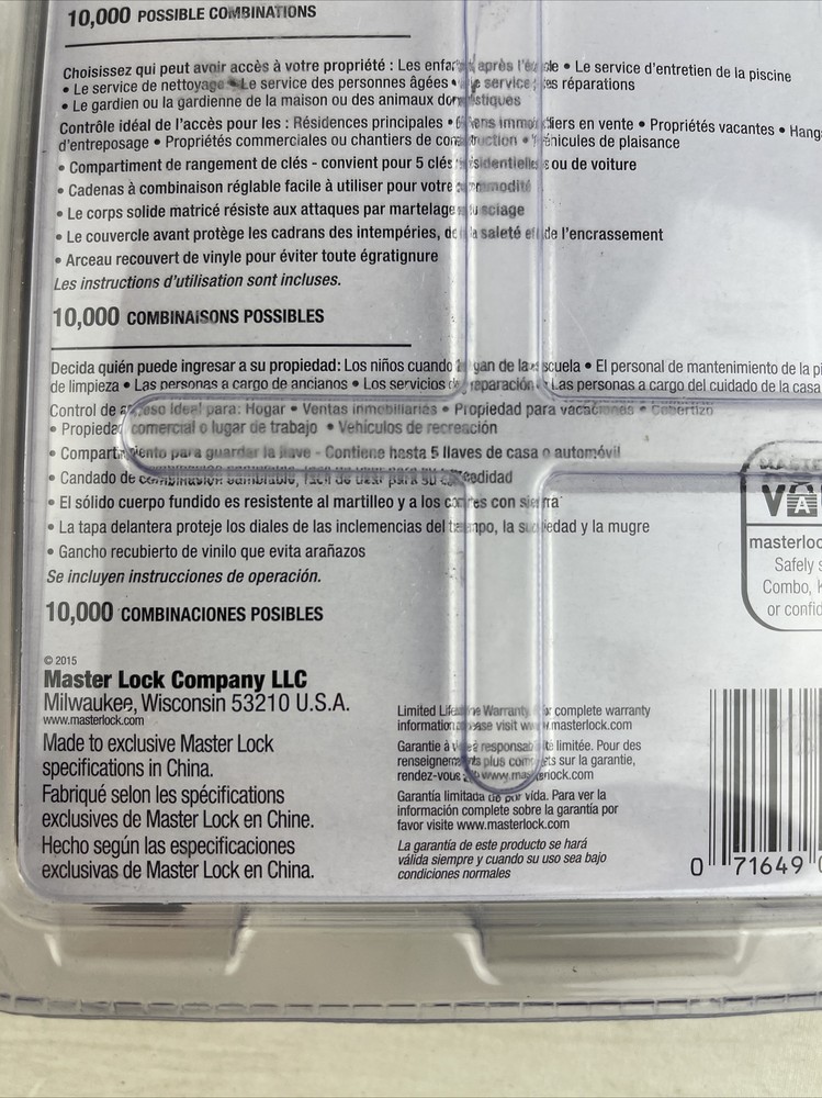 Master Lock Combination Lock Portable Security Safe 4-Digit Key Storage 5400DHC