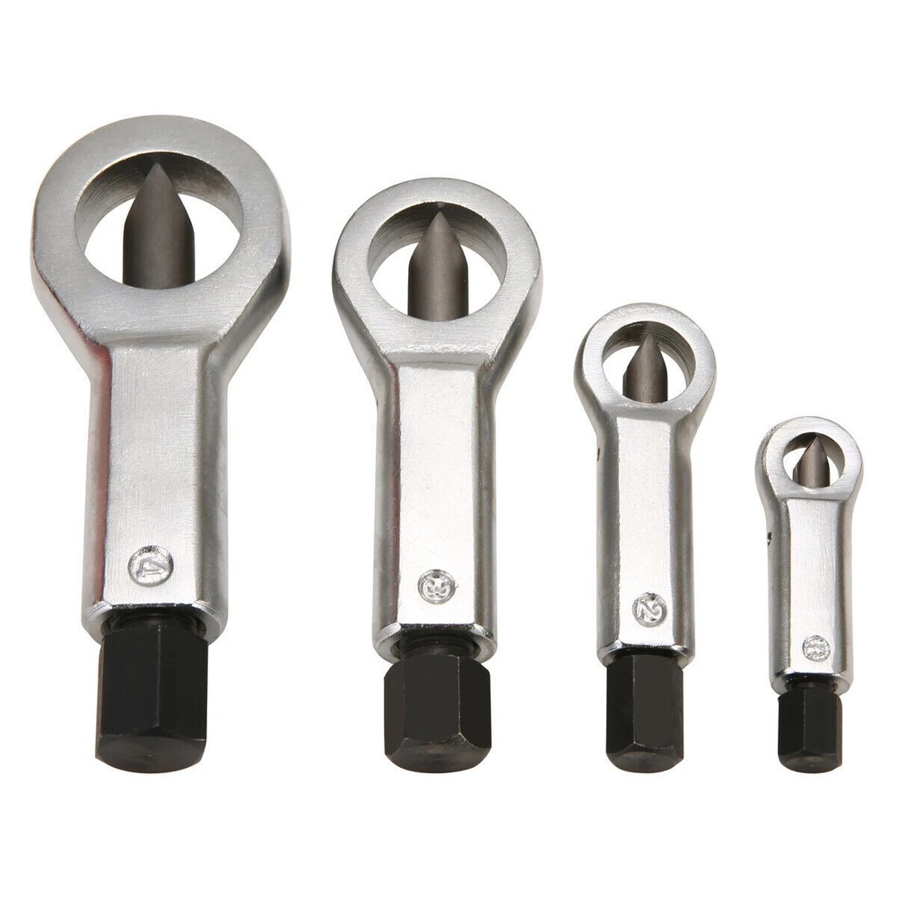 4PCS Nut Splitter Cracker Remover Extractor Wrenches Hex Spanner Tool Set 9-27mm