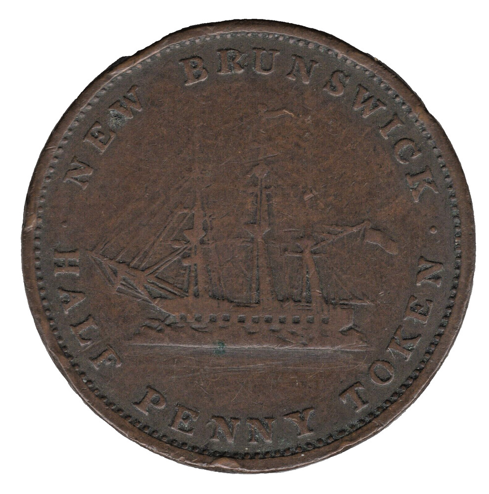 1843 New Brunswick Half Penny Token – Canada – Graffiti