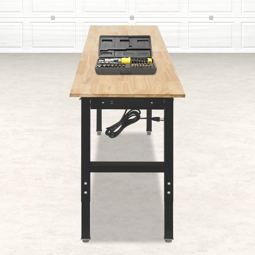 Modern Power Outlet Workbench, Height Adjustable, 2000 lbs Load, USB & Sockets