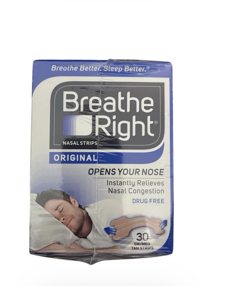 Breathe Right Original Nasal Strips, Small and Medium, 30 Ct (2 Boxes)