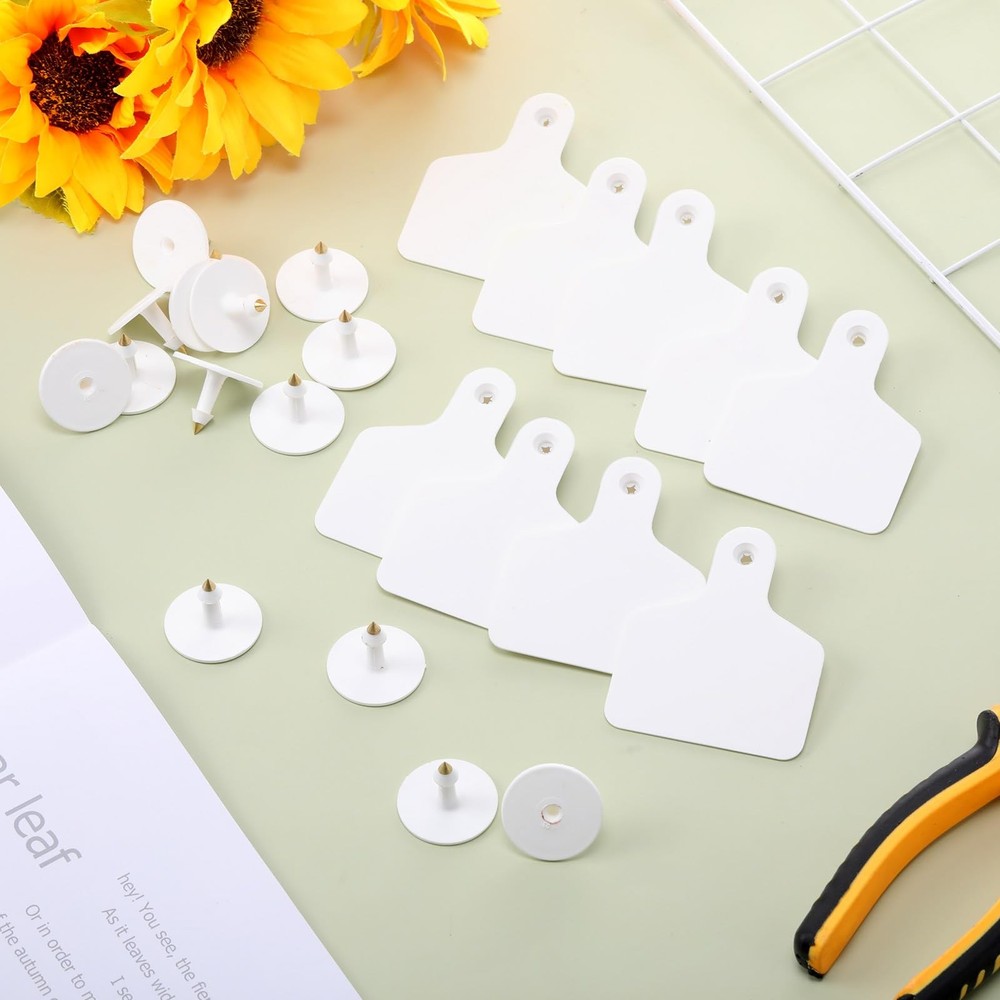 Ear Tags Large Plastic Blank Animal Identification 100 Pcs White