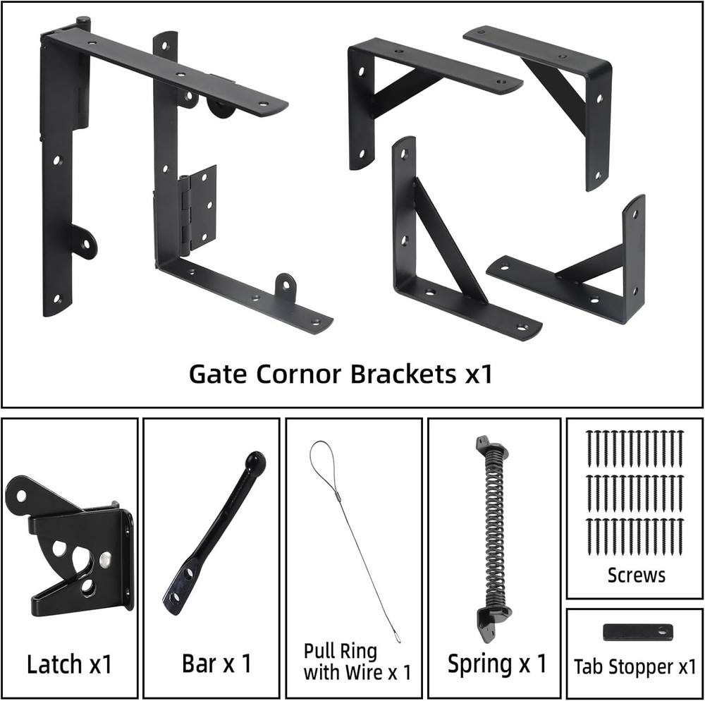 Fence Gate Kit Gate Hardware, 1 Set Anti Sag Gate Kit Gate Frame Cornor Brackets