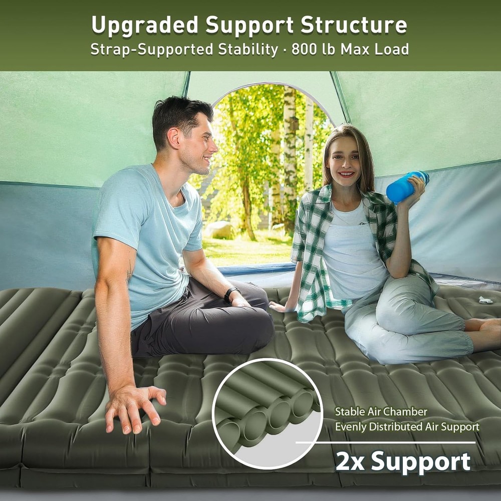 CumbreX Double Sleeping Pad 5.5" Ultra-Thick Inflatable with Built-in Pump Ar...