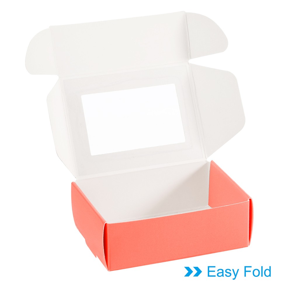 3.3x2.4x1.2" Paper Soap Box with Window, 40 Pack Soap Boxes Rectangle, Pink