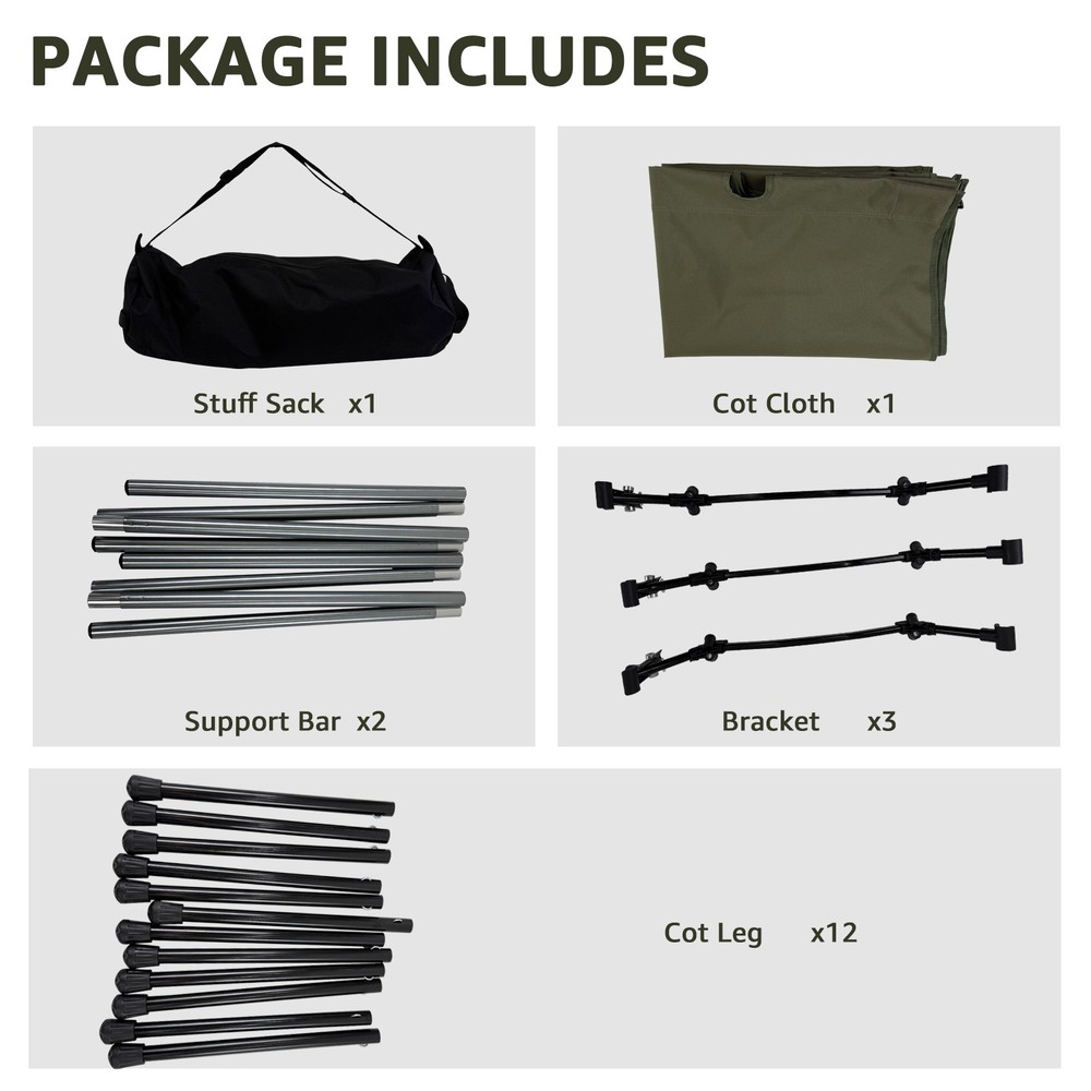 Portable Folding Camping Cot, Height Adjustable Sleeping Cot for Adults