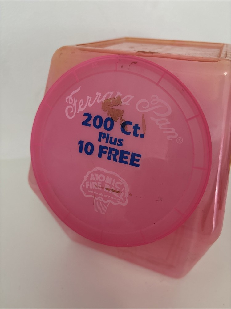 Ferrara Pan Candy Atomic Fire Ball Display Plastic Jar Retro