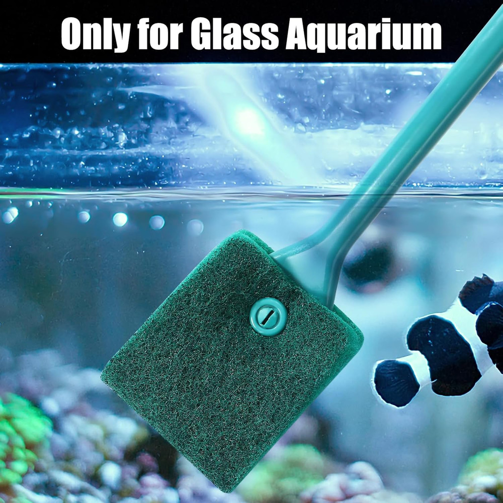 Fish Tank Cleaning Tools – Double-Sided Sponge Brush & Algae Scraper with Long H