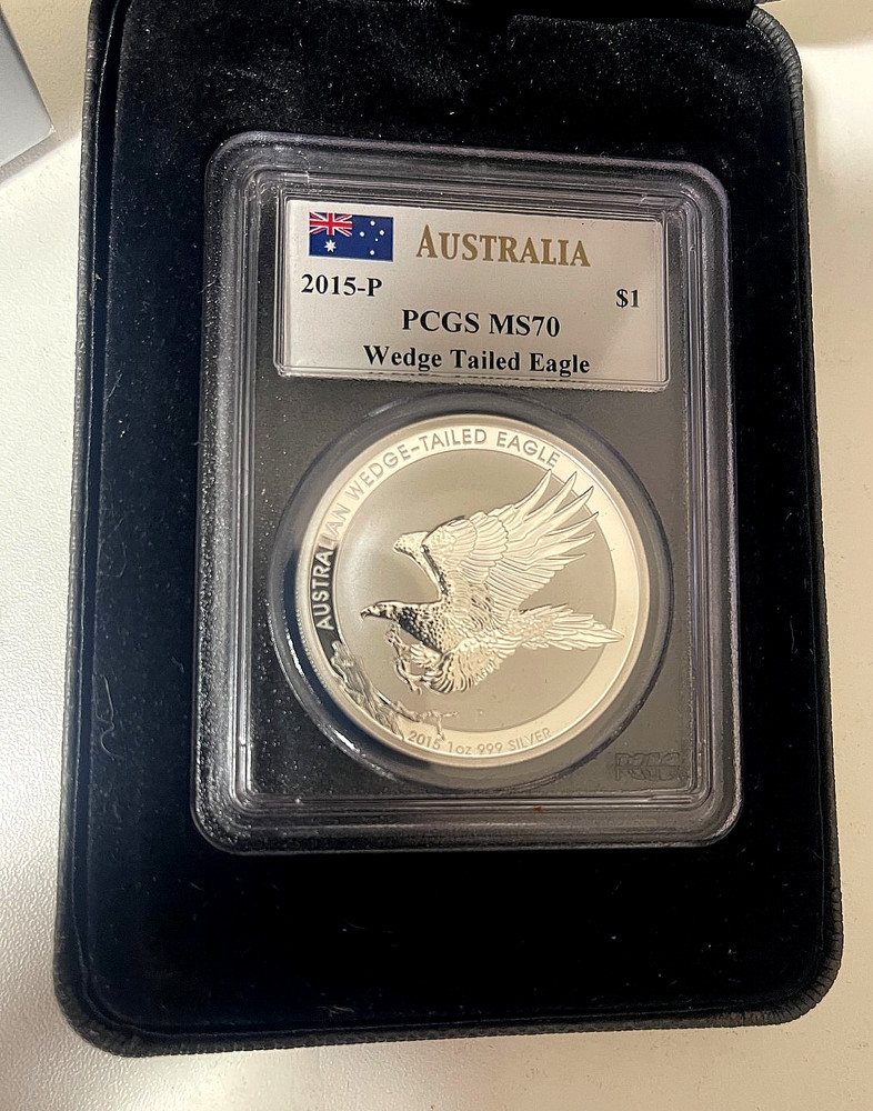2015 P Australia Silver High Relief Wedge-Tailed Eagle PCGS MS70 Mercanti Signed
