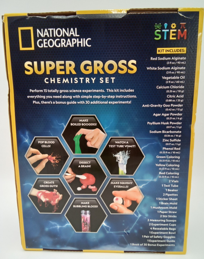 National Geographic Gross Science Kit 45 Gross Science Experiments, New Open Box