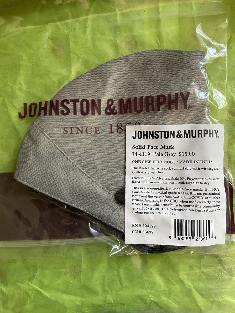 Johnston & Murphy Solid Face Mask (Pale Gray) 4pk