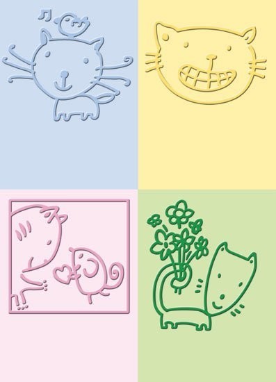 CUTTLEBUG ProvoCraft CAT 4 EMBOSSING FOLDERS KITTEN