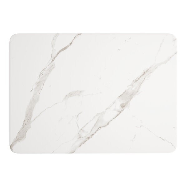 30" x 42" Rectangular Restaurant Table Top with White Marble Laminate Top Finish