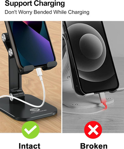 OCYCLONE Phone Stand, Adjustable Height and Angle Foldable Cell Black