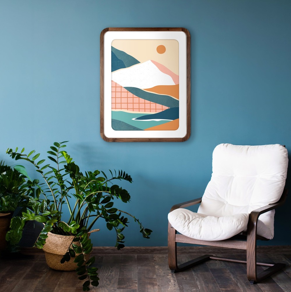 22x28 Matted to 18x24 Walnut Rounded Corner Poster Frame
