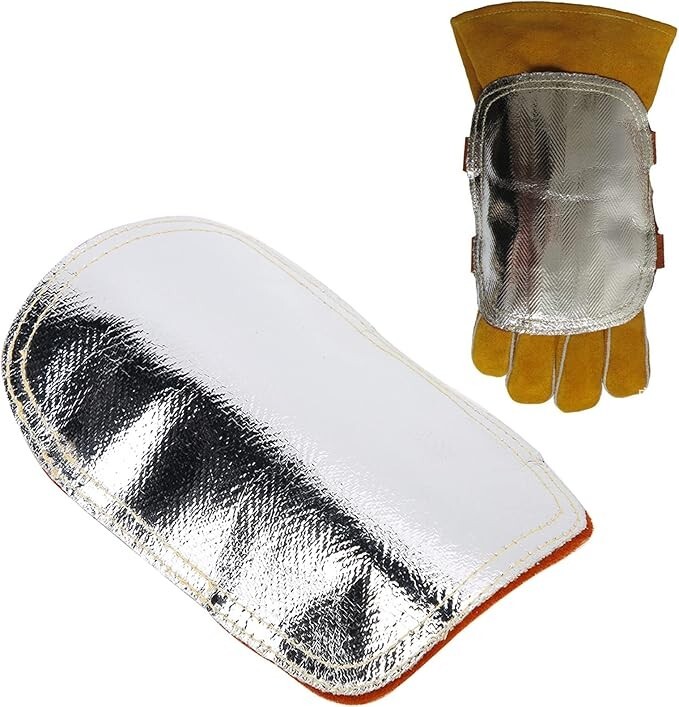 Hand Heat Shield, Welding Hand Pad, Split Cowhide Leather Aluminized Back Weldin