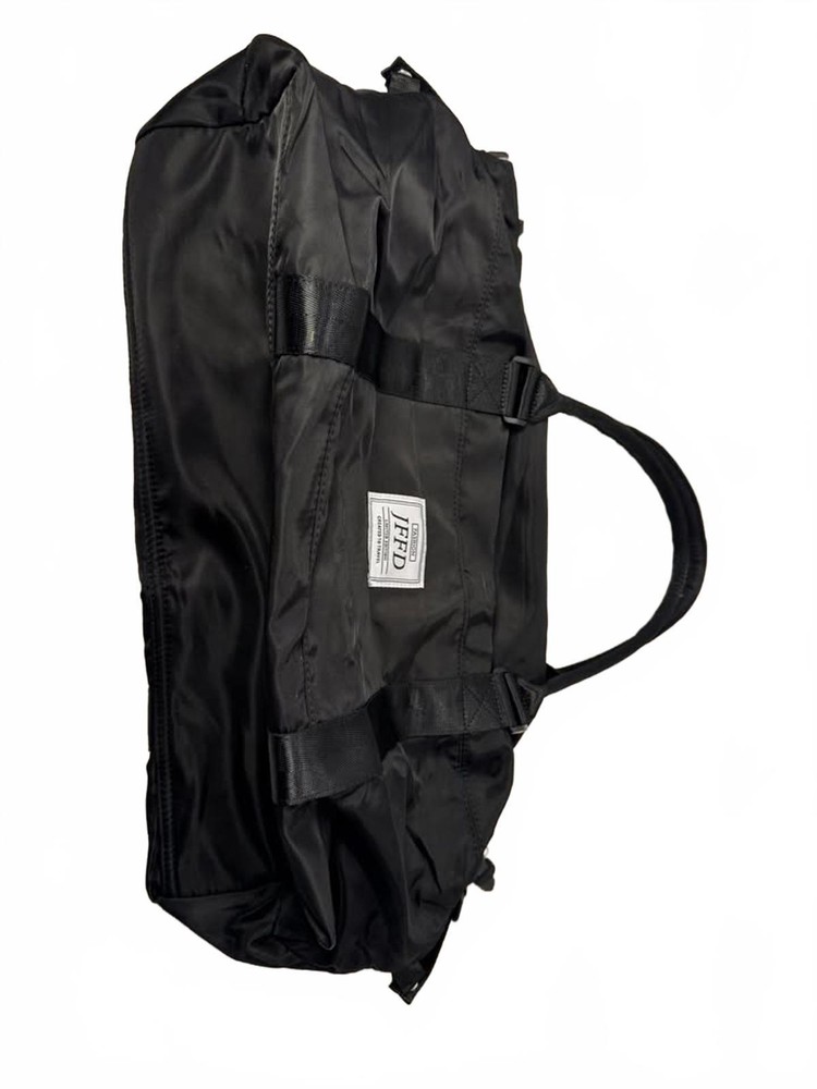 JFFD Black Nylon Duffel Bag with Adjustable Strap