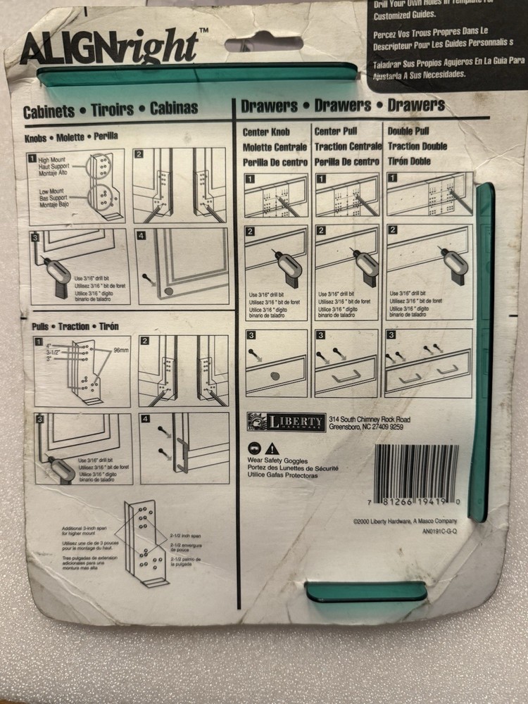 Cabinet Hardware Installation Template AN0191C-G-Q