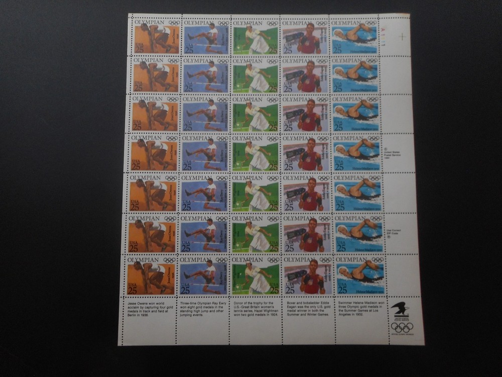 Scott 2496-2500, 25 cent, Olympians, Sheet