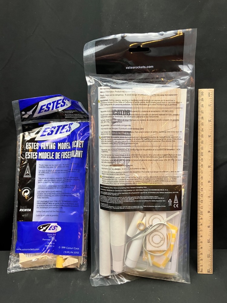 2 Wonderful Estes Flying Model Rocket Kits - Indicator and Wizard - Both Sealed