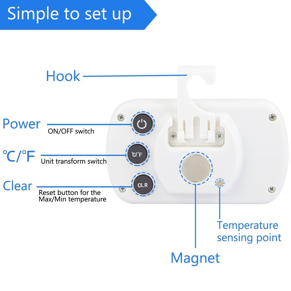Refrigerator Thermometer Digital Fridge Freeze Room 1 PC
