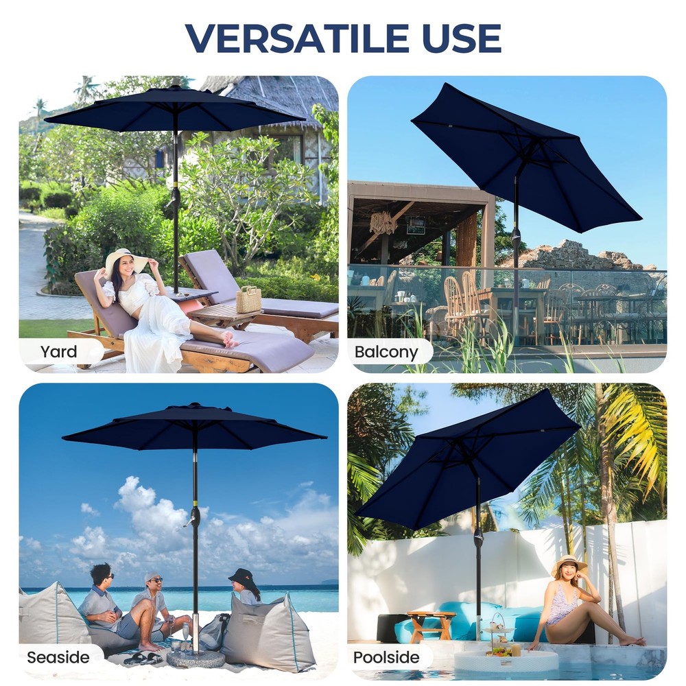 FansaFurn Patio Umbrella, 6.5' x 10' Rectangular 6.5 x 10 FT, Navy Blue