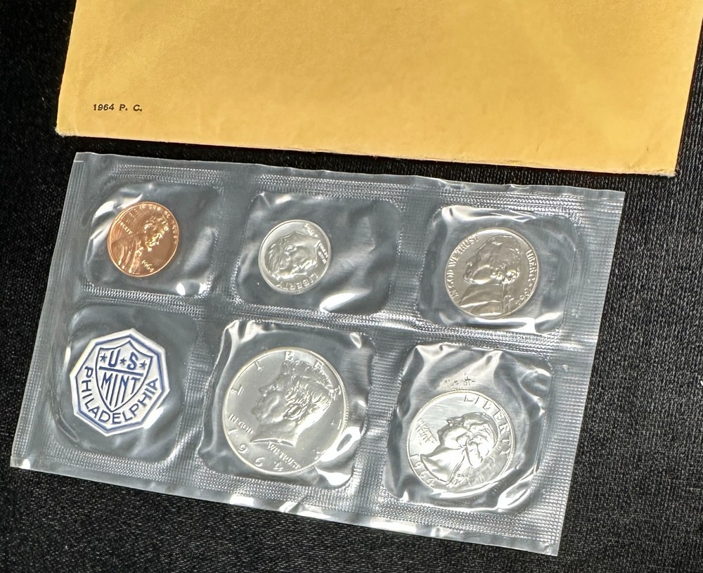 1964 U.S. Mint Silver PROOF Set w/ Envelope w/ Silver Kennedy Half Dollar