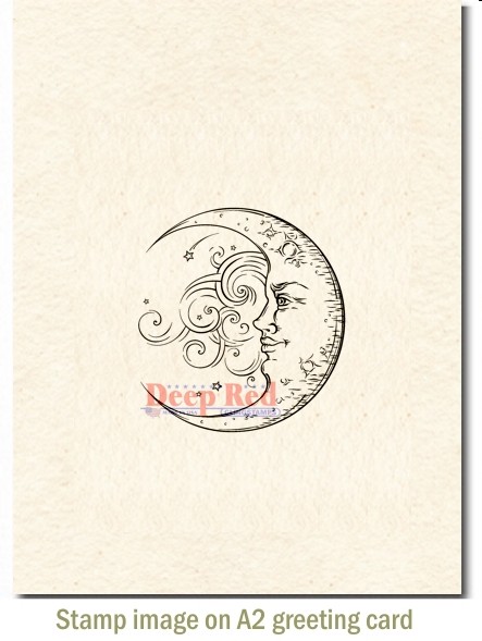 Deep Red Stamps Crescent Moon Rubber Cling Stamp