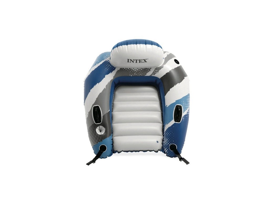 Intex River Run Lounge Inflatable Water Float, 51” Diameter, Blue/White