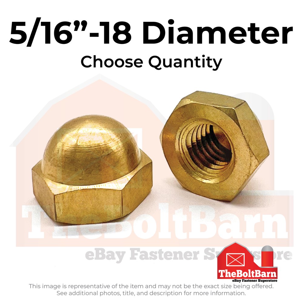 5/16"-18 Brass Acorn Nuts Coarse Thread (Pick Quantity)