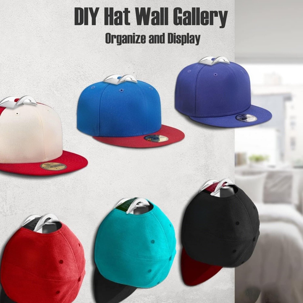Adhesive Hat Hooks for Wall 10 Pack - 2 Different Ways Hat Racks to Organize ...