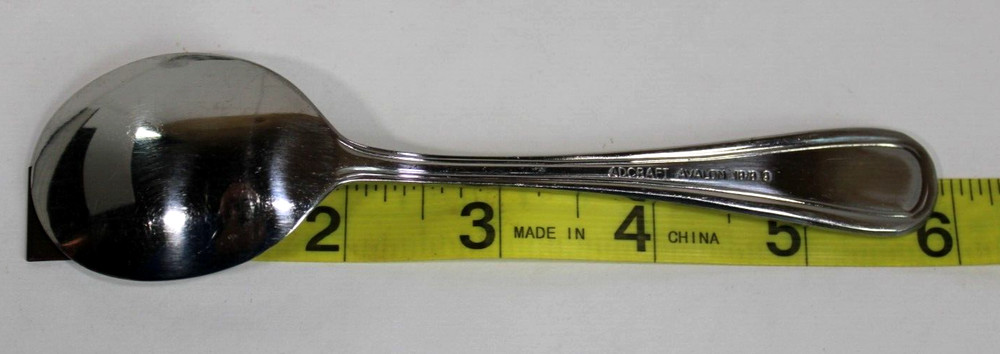 6 Adcraft Avalon Stainless Flatware Round Spoon, Small Soup Spoon 5 7/8 inch
