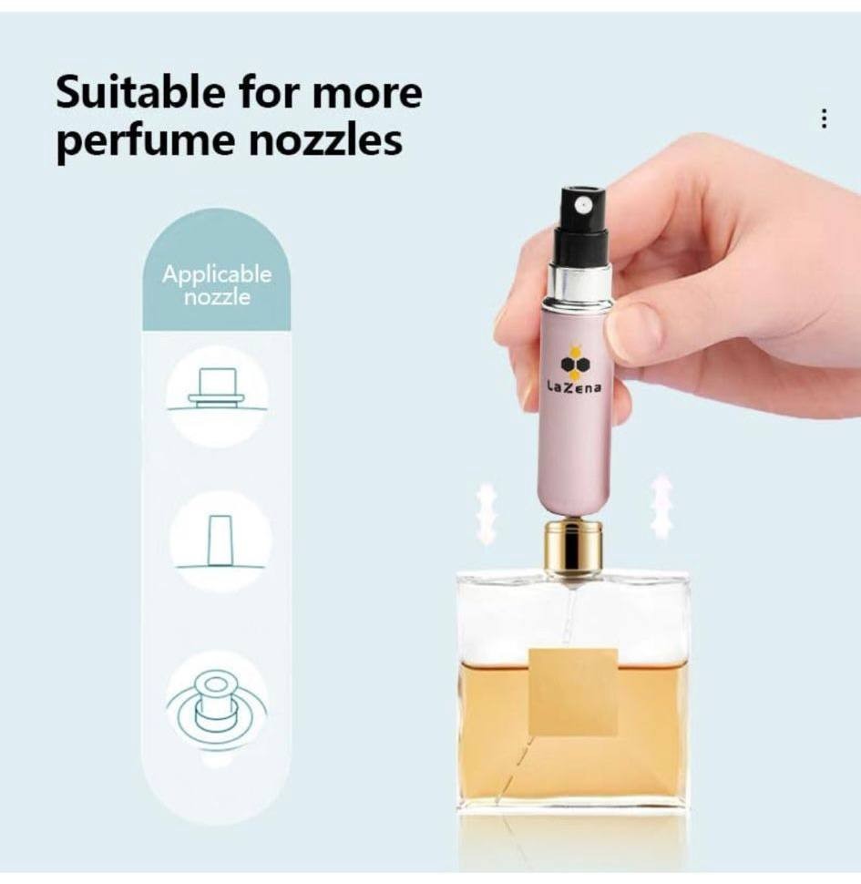 2 Pcs Atomizer Refillable Perfume Bottle,Travel Size 5ml Capacity (PINK/SILVER)