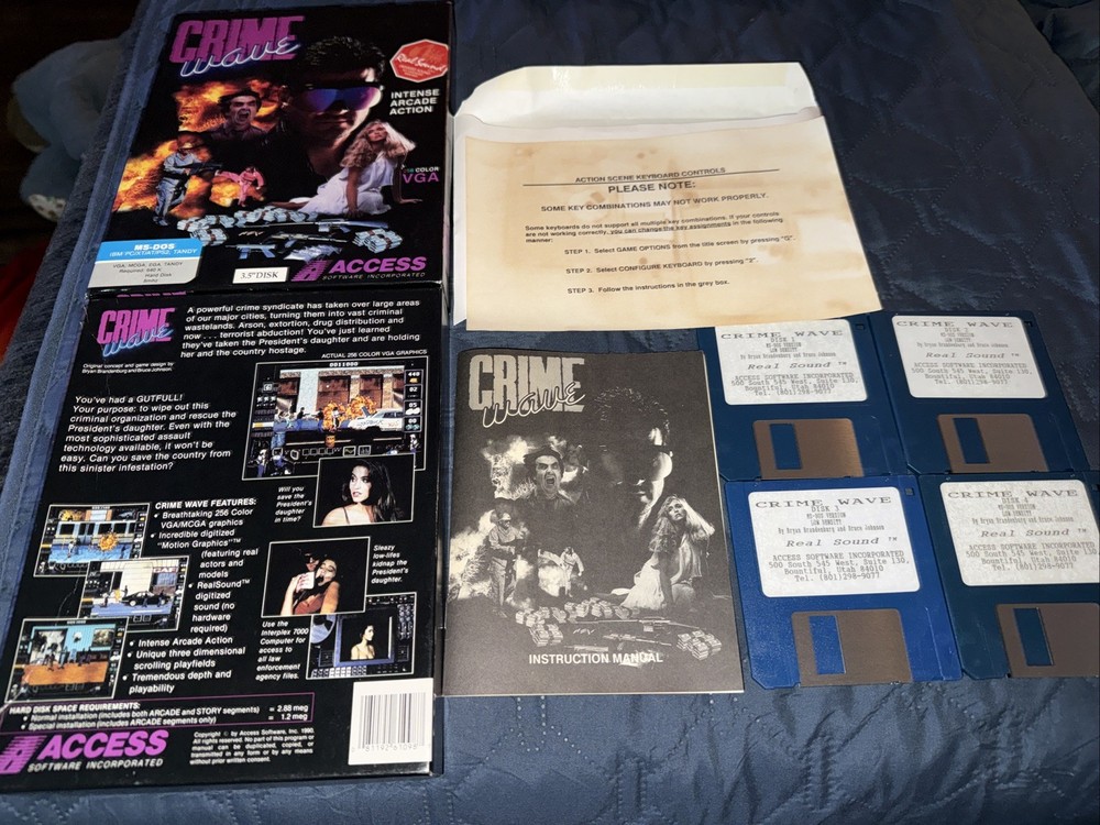 Big Box Software Access Crime Wave MS-DOS 3.5" - Complete IBM MCGA EGA TANDY