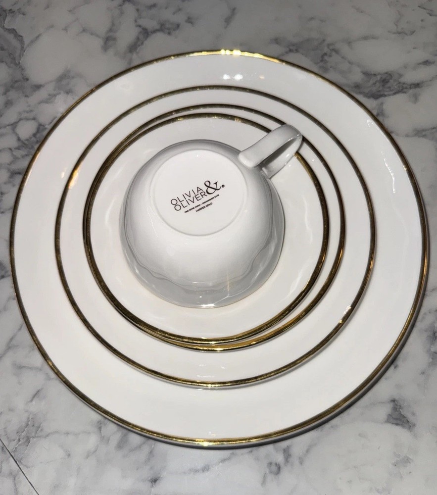 Olivia & Oliver Harper Gold Band White 5 Piece Set