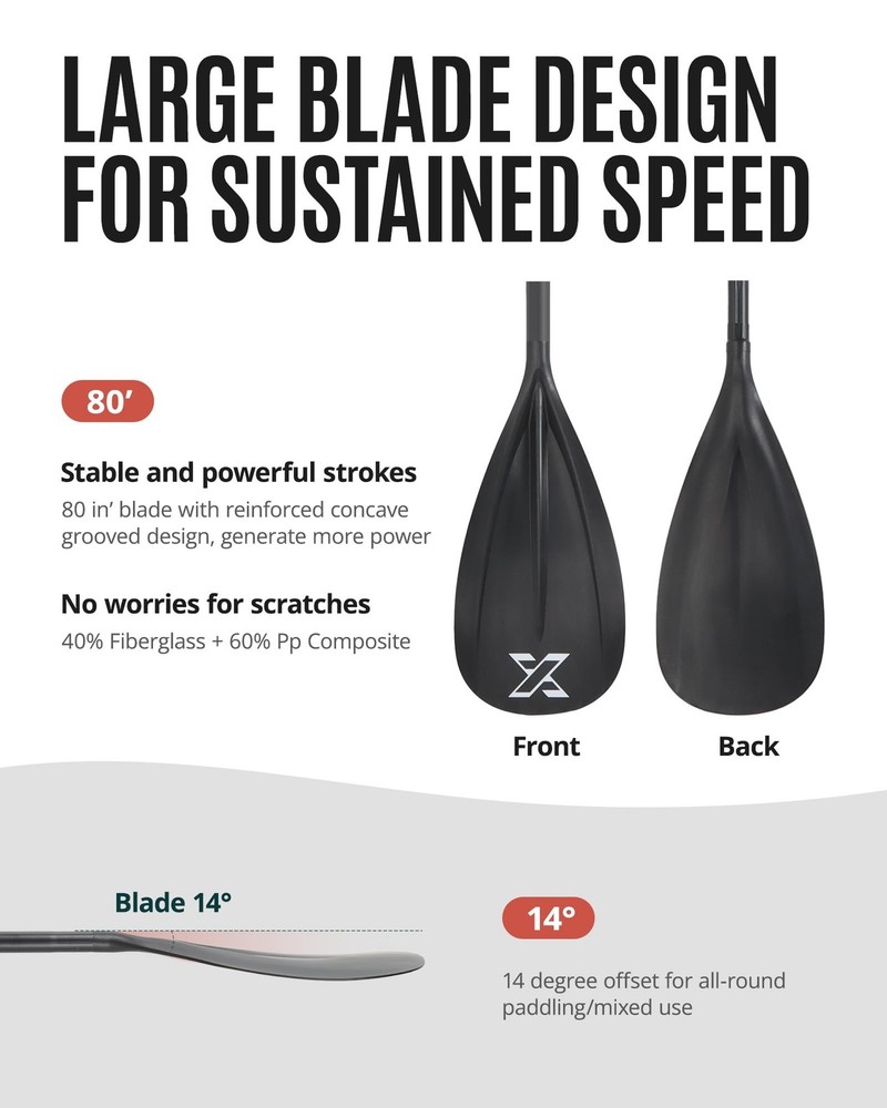 Paddle Board Paddle, 3 or 4 Piece Adjustable SUP Paddle, Detachable Floating ...