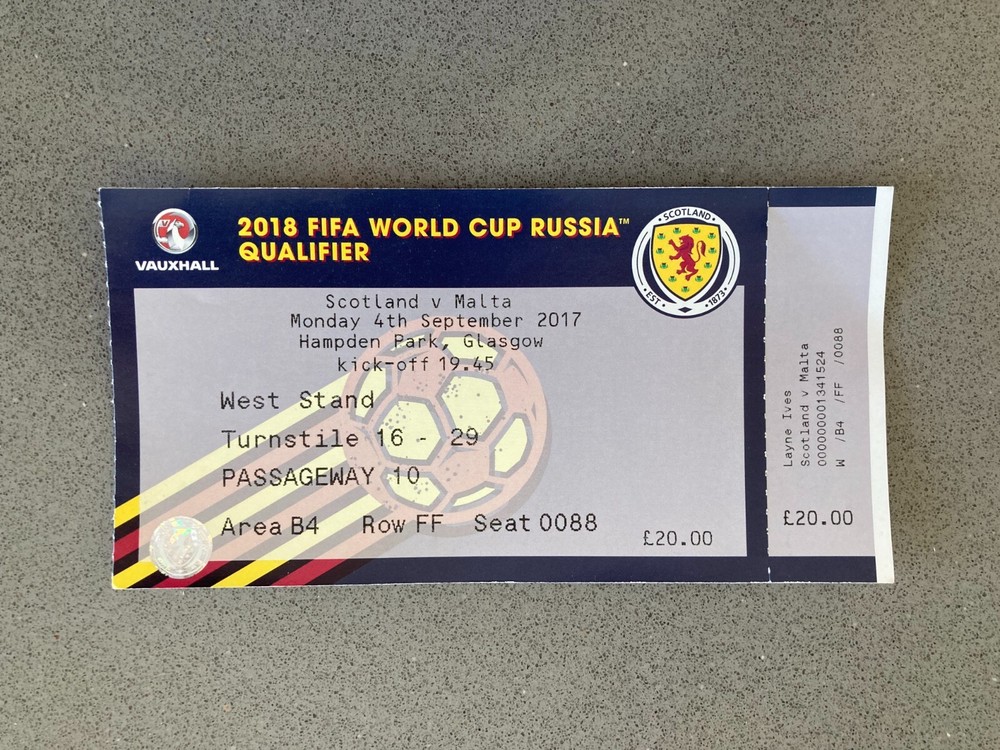 Scotland v Malta 2017 Match Ticket
