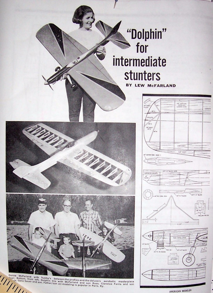 DOLPHIN PLAN + CONSTRUCTION ARTICLE for Lew McFarland's 48" UC Model Airplane