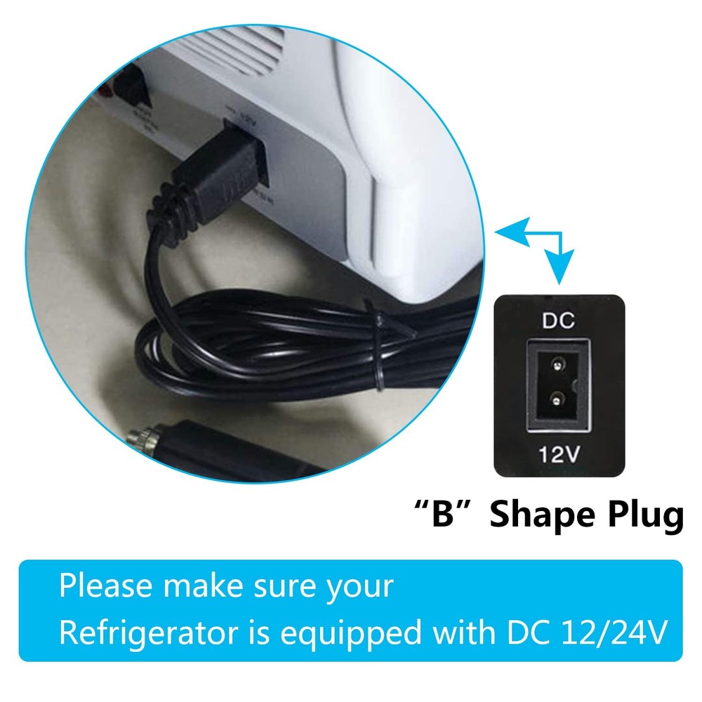 12V Car Cooler Plug Power Cable,Mini Fridge Cool Replacement Power Extension ...