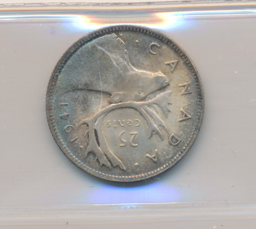 Canada George VI 25 Cents 1941 - ICCS MS65