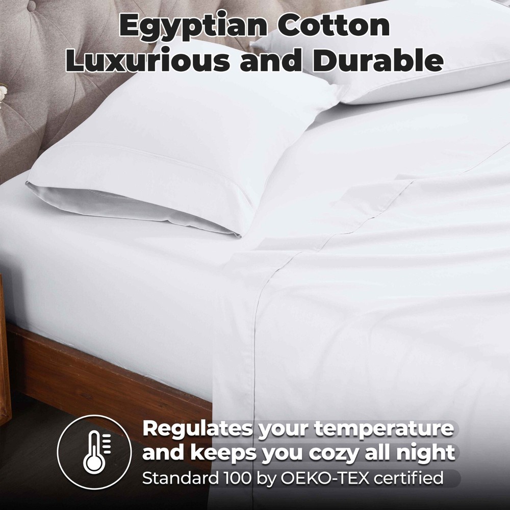 Egyptian Cotton Blend 400 Thread Count Solid Deep Pocket Bed Sheet Set