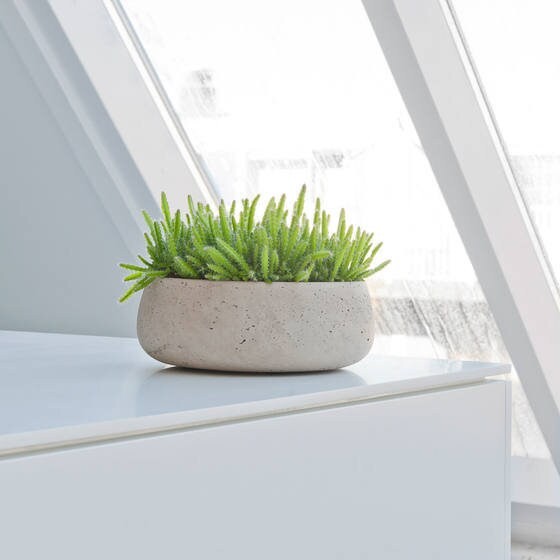 Round Rough 9.45" Grey Bowl Planter
