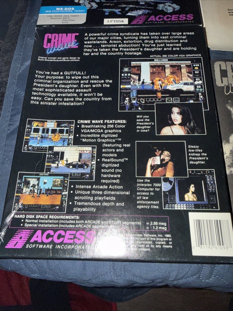 Big Box Software Access Crime Wave MS-DOS 3.5" - Complete IBM MCGA EGA TANDY