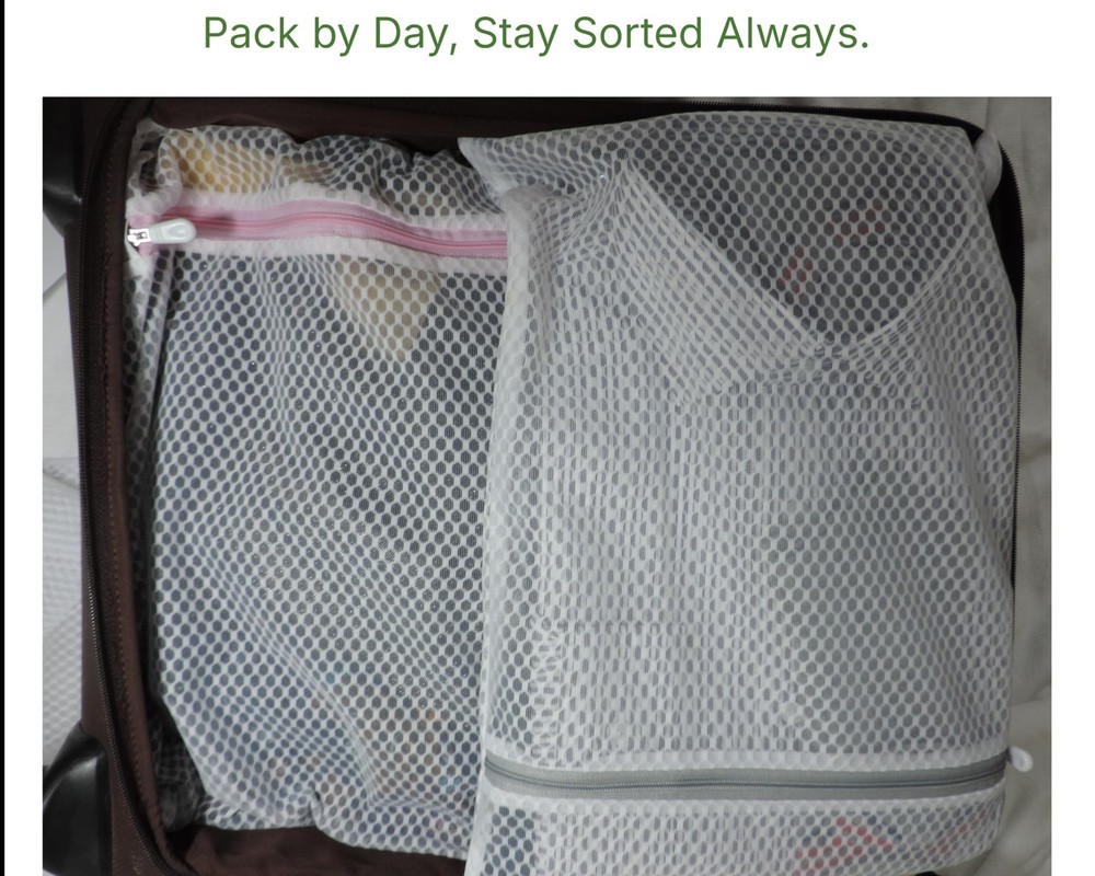 Mesh Laundry Bags with Color-Coded Zippers, Protects Clothes from Damage